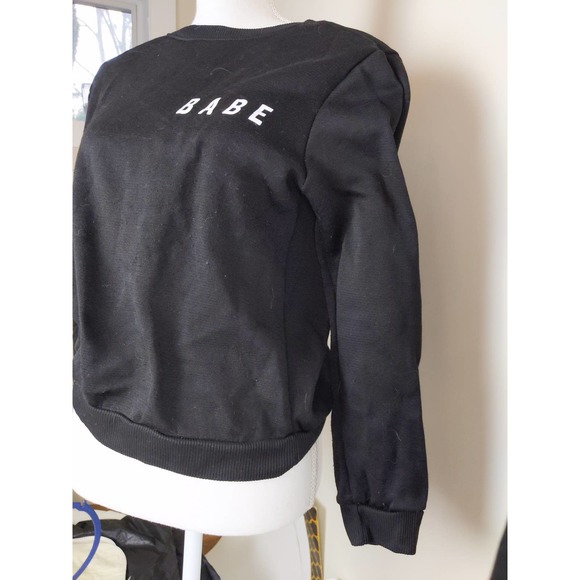 BABE black crew neck pullover Small Crewneck Sweatshirt - Picture 6 of 12